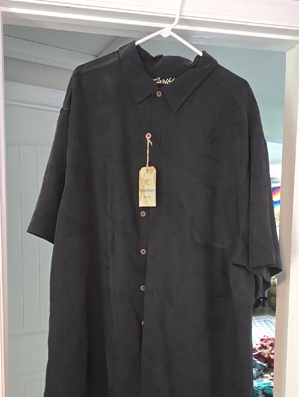 Men's Big And Tall Caribbean Black Button Down Shirt